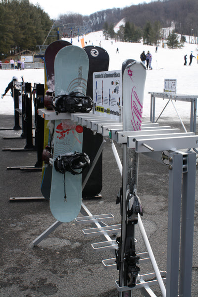 Emfogo Freestanding Ski & Snowboard Rack - Holds 4 Skis, 3 Boards, Boots, Helmet & More
